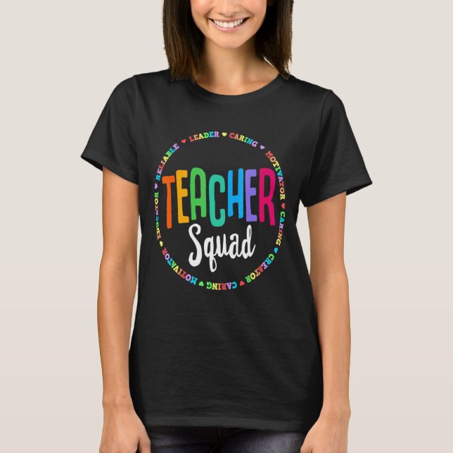 Cute Teacher Squad Colourful Elementary Pre K Dayc T-Shirt (Front)