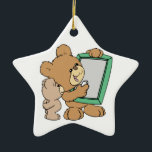cute teacher teddy bear with chalkboard ceramic tree decoration<br><div class="desc">Such a cute little bear expressing emotion and action.  Provided by Dooni Designs.  Great gift for teddy bear collectors,  kids. or just anyone who loves bears and needs a smile.  Many products are customisable!</div>
