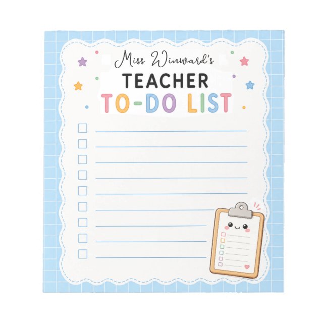 Cute Teacher To-Do List Notepad (Front)