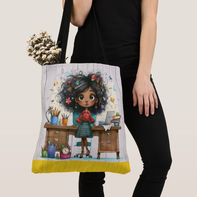 Cute Teacher Tote - See Back   Bag (Close Up)