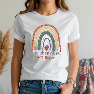 Cute Teacher Vibes Rainbow Personalised Name T-Shirt