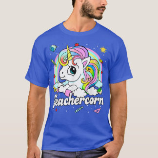 Cute Teachercorn With Unicorn Girl Kis Teacher T-S T-Shirt