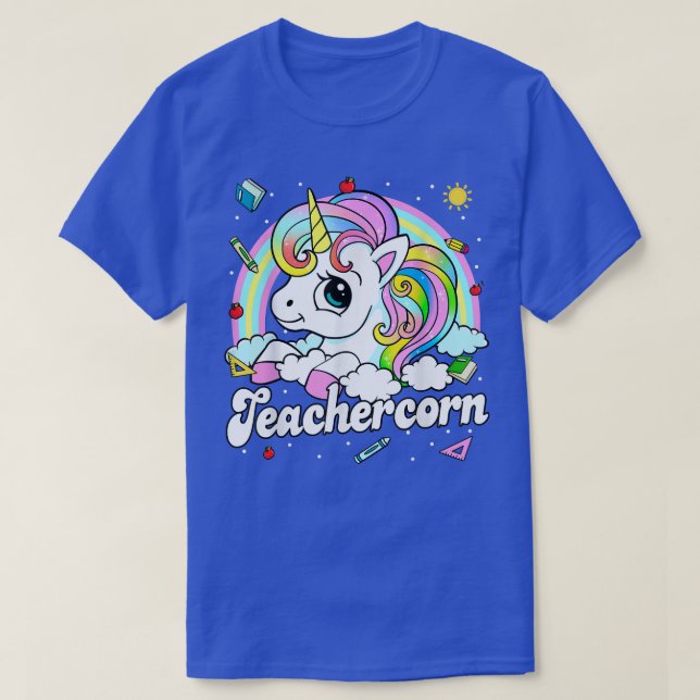 Cute Teachercorn With Unicorn Girl Kis Teacher  T-Shirt (Design Front)