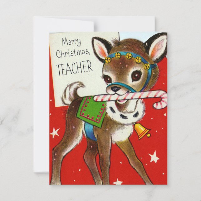 Cute teacher's Christmas add message card (Front)
