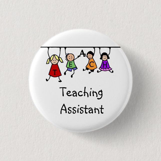 Cute Teaching Assistant with Kids Cartoon 3 Cm Round Badge (Front)