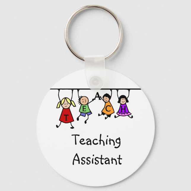 Cute Teaching Assistant with  Kids Cartoon Key Ring (Front)