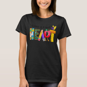 Cute Teaching Is A Work Of Heart Men Women Teacher T-Shirt
