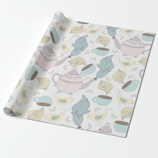 cute teacup and teapot pattern wrapping paper