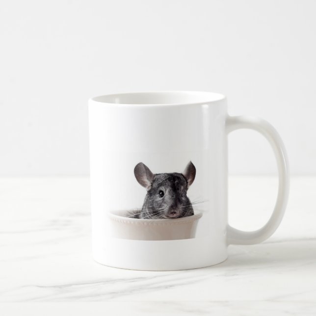 Cute Teacup Chinchilla Grey Coffee Mug (Right)