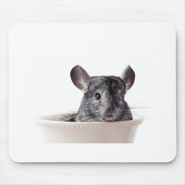 Cute Teacup Chinchilla Grey Mouse Pad (Front)
