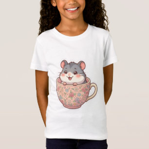 Cute Teacup Hamster Floral Funny Meme Kids Graphic T-Shirt
