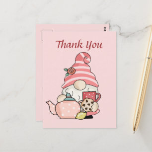 Cute teahouse thank you gnome Postcard
