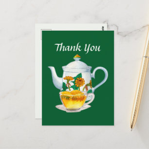 Cute teahouse thank you postcard