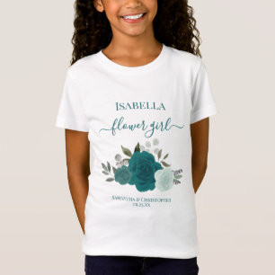 Cute Teal & Aqua Roses Flower Girl Gift Wedding T-Shirt