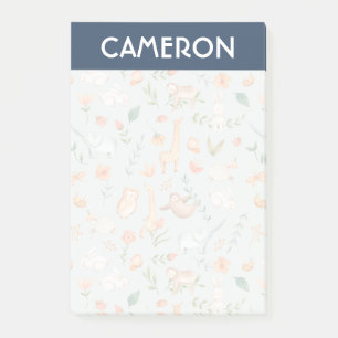 Cute Teal Baby Animal Pastel Pattern Post-it Notes