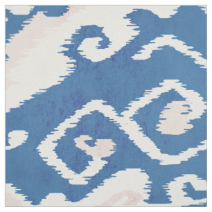Cute teal blue and white ikat tribal patterns fabric