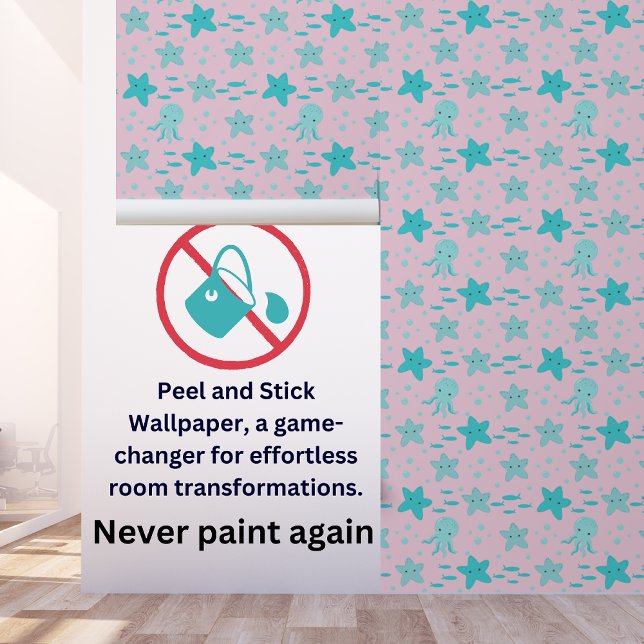 Cute Teal Blue Pink Kids Nautical Starfish Squid Wallpaper (Creator Uploaded)