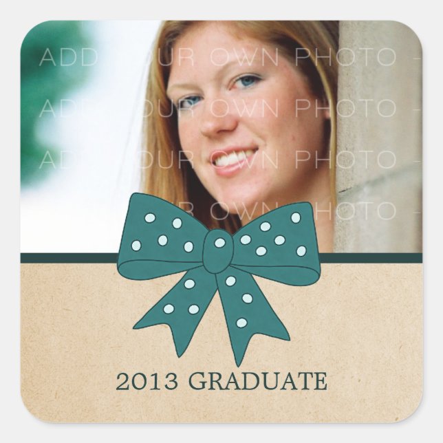 Cute Teal Bow Graduation Stickers (Front)
