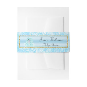 Cute Teal Bunny Invitation Belly Band