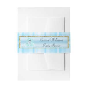 Cute Teal Bunny Invitation Belly Band