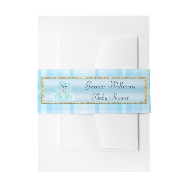 Cute Teal Bunny Invitation Belly Band (Front Example)