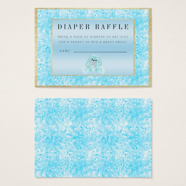 Cute Teal Bunny "Raffle" Baby Shower (Front & Back)