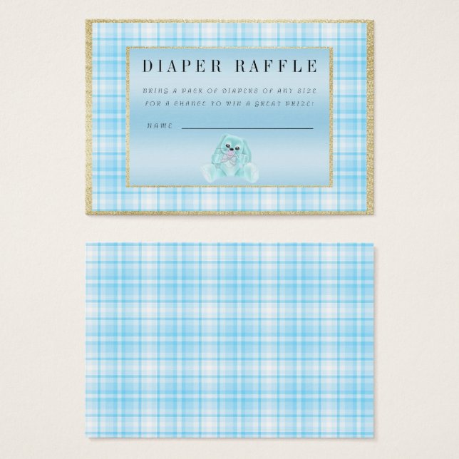 Cute Teal Bunny "Raffle" Baby Shower (Front & Back)