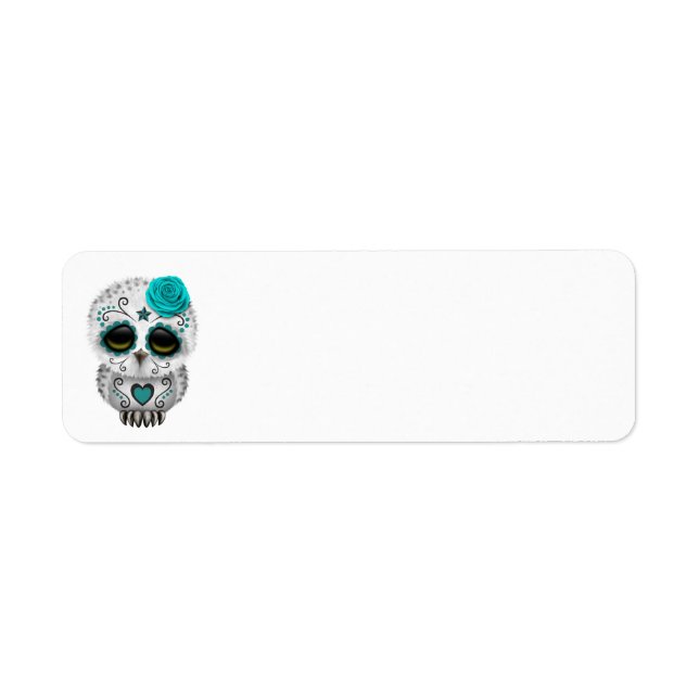 Cute Teal Day of the Dead Sugar Skull Owl (Front)