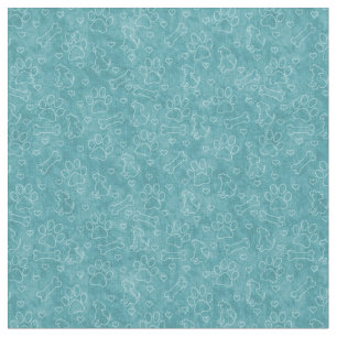 Cute Teal Dog Pattern Fabric