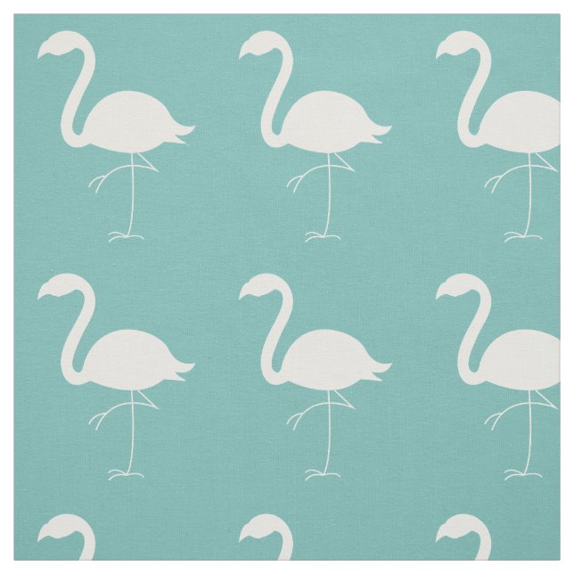 Cute Teal Flamingo Pattern Fabric (Swatch)