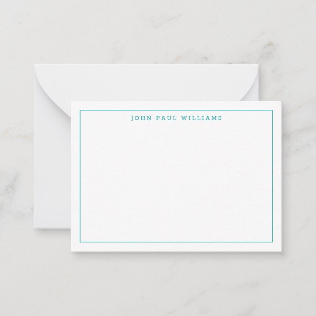 Cute Teal Green Professional Simple Thin Border Card (Front)