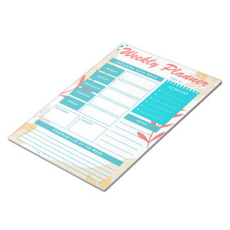 Cute Teal Green Weekly Planner Notepad