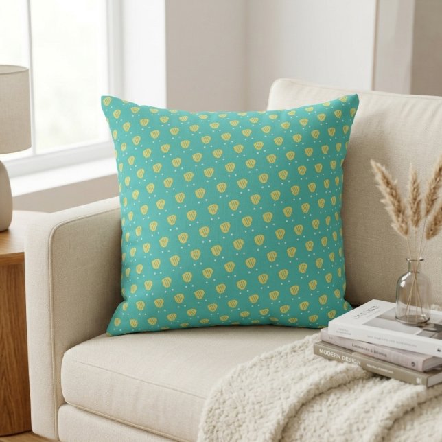 Cute Teal Heart Pattern: Whimsical Love Design Cushion (Creator Uploaded)