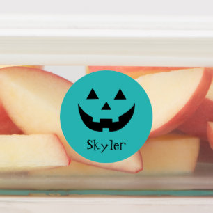 Cute teal jack o lantern custom name Halloween