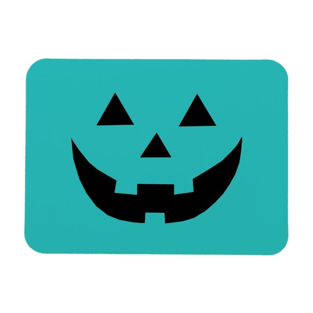 Cute teal jack o lantern funny Halloween Magnet (Horizontal)