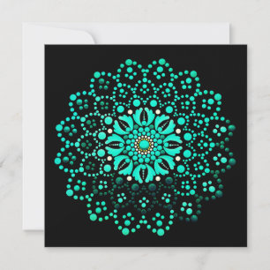 Cute Teal Mandala Blank Note Card