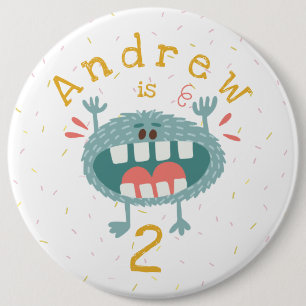 Cute Teal Monster Birthday 6 Cm Round Badge