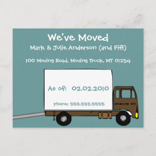 Cute Teal Moving-Truck We're Moving Cards
