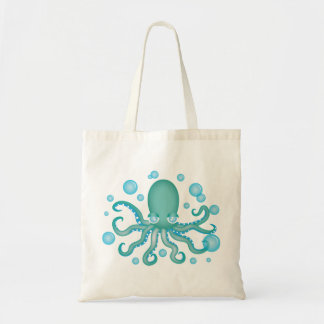 Cute Teal Octopus Tote Bag