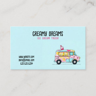 Cute Teal & Pink Colour Swirl Ice Cream Truck Business Card