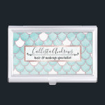 Cute Teal Pink Glitter Watercolor Mermaid Scales Business Card Holder<br><div class="desc">This girly and cool mermaid themed design is perfect for the stylish and trendy girl. It features a faux printed pink glitter sequins mermaid scales pattern on to of an artsy white and teal blue watercolor painted background. It's artsy, pretty, and cute. ***IMPORTANT DESIGN NOTE: For any custom design request...</div>