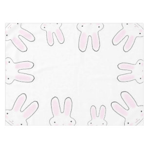 Cute teal pink white bunny bunnies modern fun tablecloth