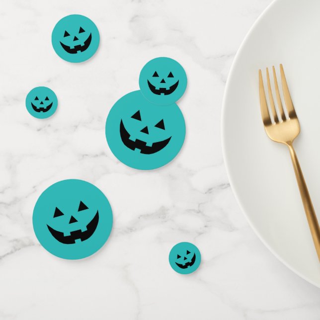 Cute teal pumpkin Jack o lantern face Halloween Confetti (Group)
