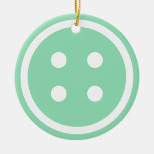 Cute Teal Sewing Button Ceramic Tree Decoration