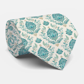 Cute teal wedding pattern tie