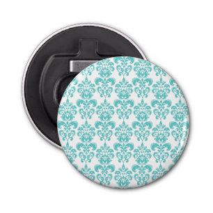 Cute Teal White Vintage Damask Pattern 2 Bottle Opener