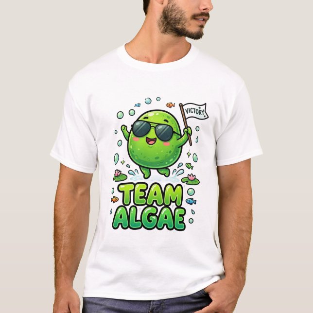 Cute Team Algae Cartoon Nature Design T-Shirt (Front)