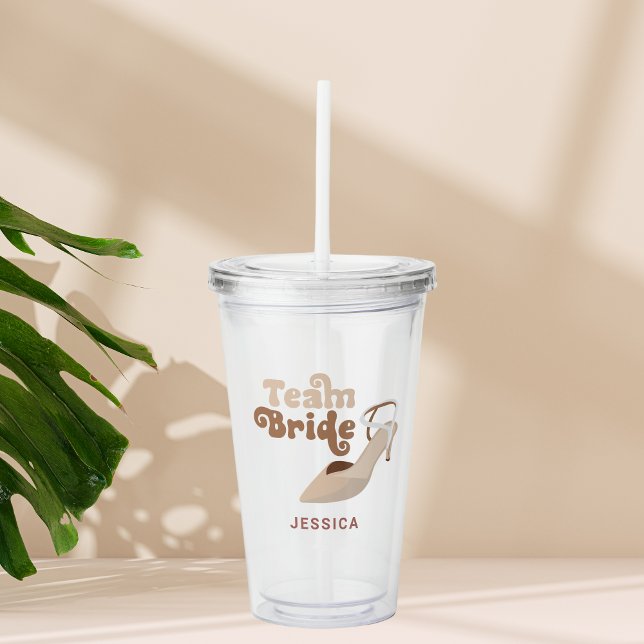 Cute Team Bride Bridal Party Personalised Acrylic Tumbler (Creator Uploaded)