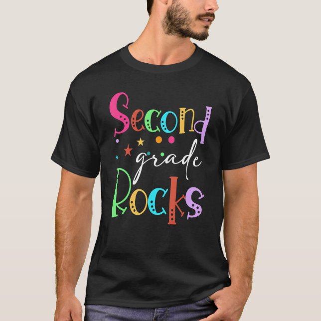 Cute Team Second Grade Hello 2nd Grade Rocks Back  T-Shirt (Front)