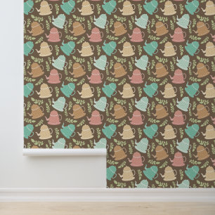 Cute teapot tiled pattern wallpaper